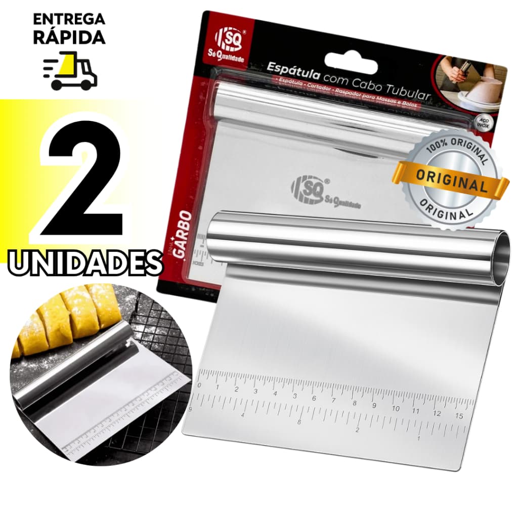 Espátula Tubular Inox Culinária Raspador de Massas Cortador Pizzas Legumes Multiuso Para Cozinha