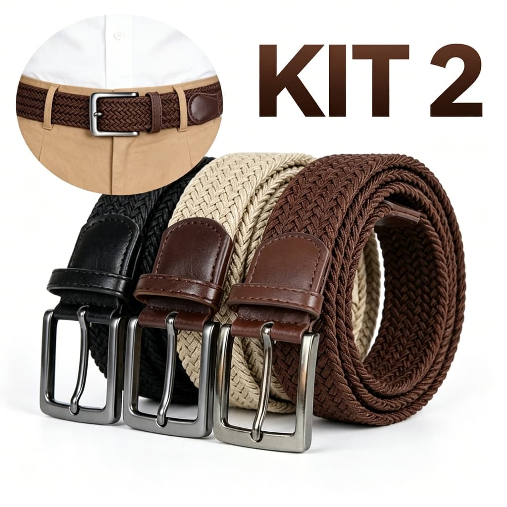 Cinto elástico de tecido trançado masculino, versátil para calças de golfe e jeans. Perfeito como presente de Natal.