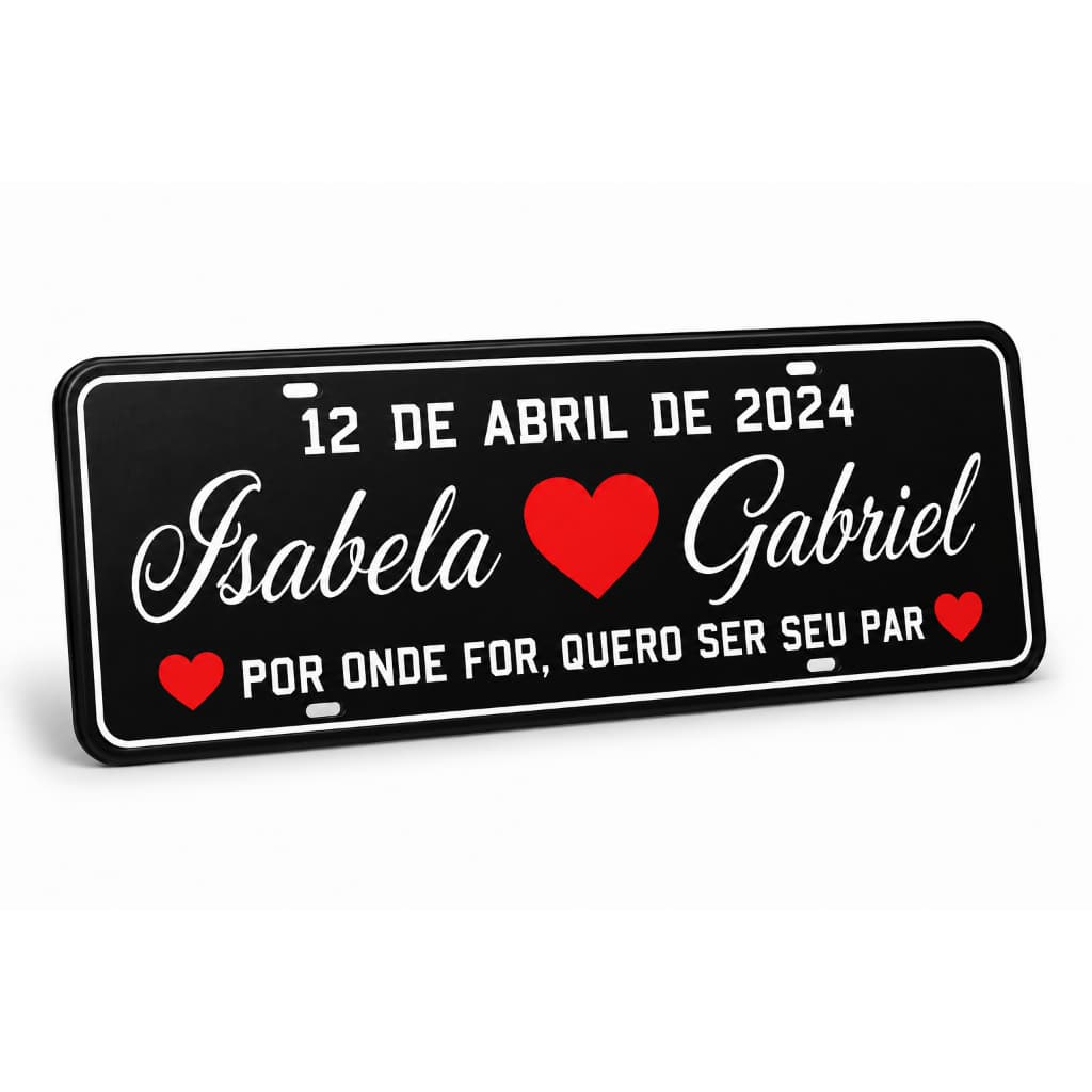 Placa Personalizada para Casamento em PVC Nome Data Casal Decoração 15x40