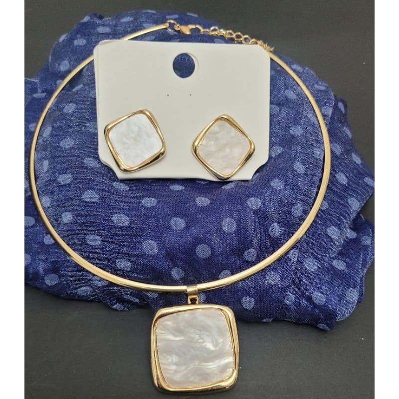 Colar Conjunto Aro Choker Com Brinco Orgânico Vip Bijus Dourado e Prateado