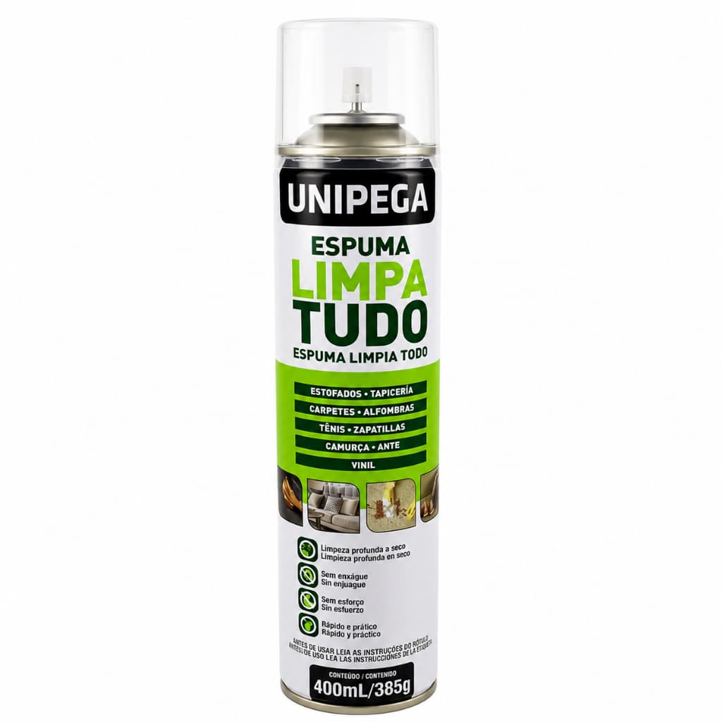 Espuma Limpa Tudo Unipega 400ml Limpeza Multiuso Alta Performance