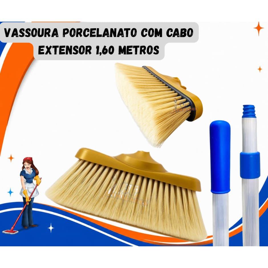 VASSOURA PROTECT PORCELANATOS DELICADOS - CABO EXTENSÍVEL 1,5 METROS (1 UNIDADE)