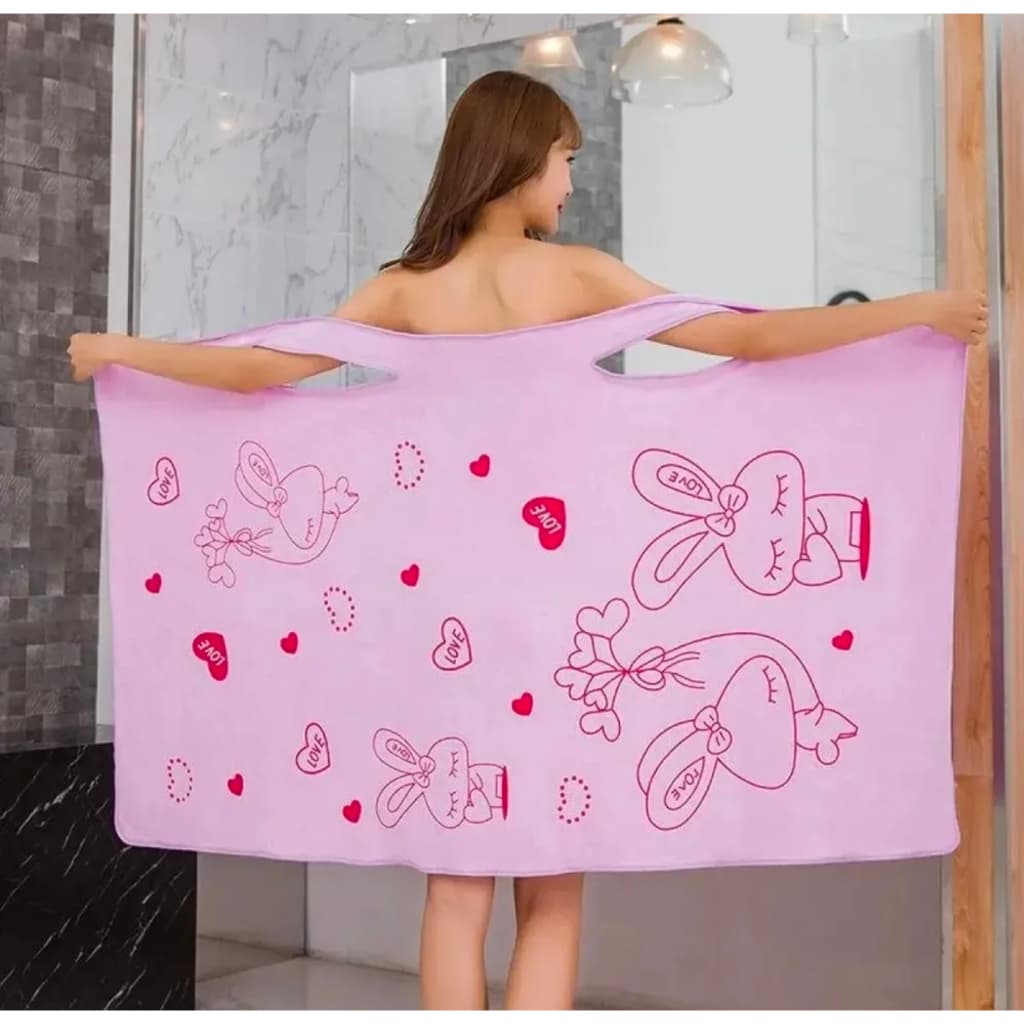 Toalha Poncho Vestível Feminina Tipo Roupão Super Absorção Envoltória Pós Banho 75cm x 135cm