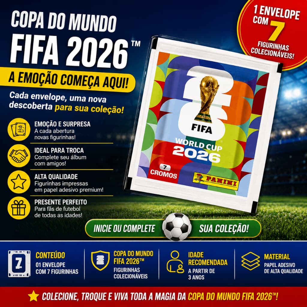 1 Unidade de Envelope de Figurinhas Copa do Mundo FIFA 2026