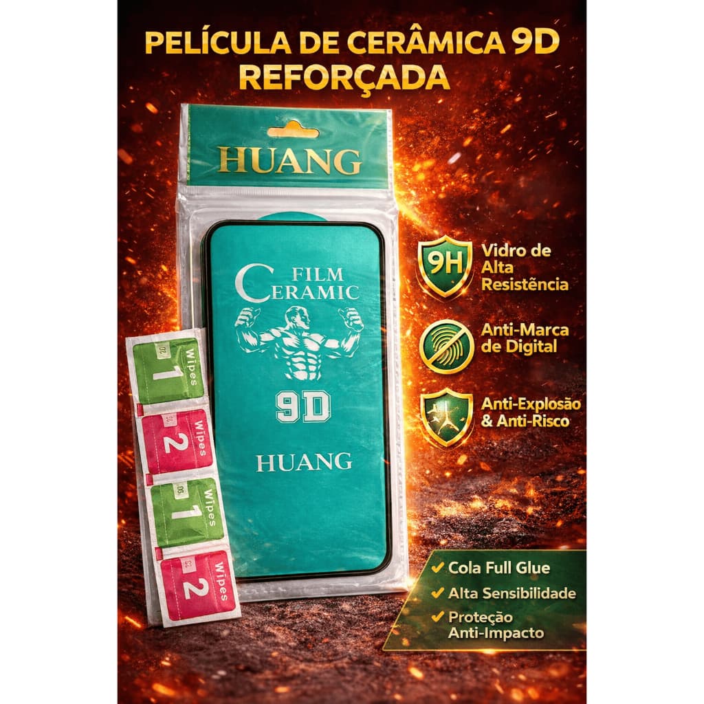 kit 2 Películas Cerâmica Natural 9D para iPhone 14 15 16 17 Pro Max Plus Ultra Resistente