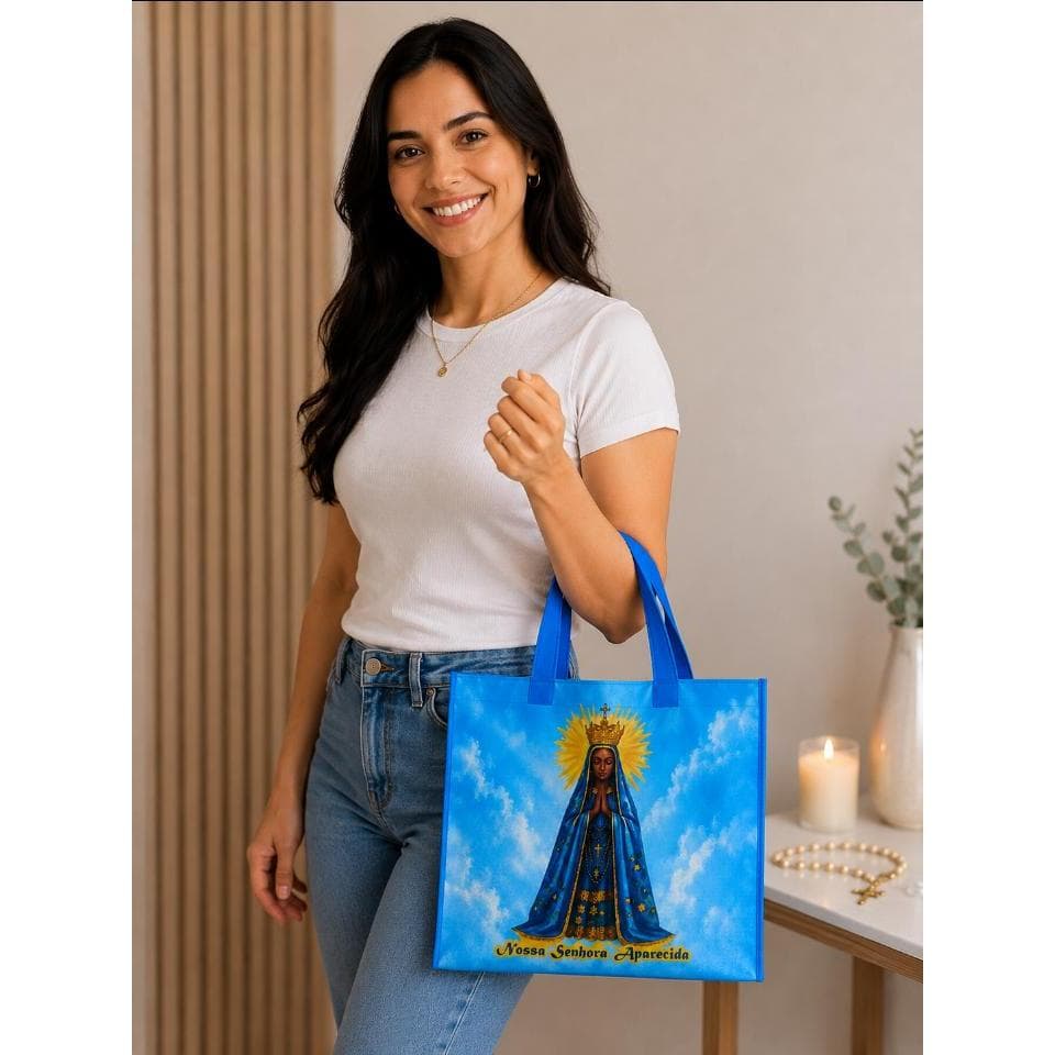 Ecobag Religiosa Nossa Senhora Aparecida Sacola 40cm Personalizada e Reforçada para Compras