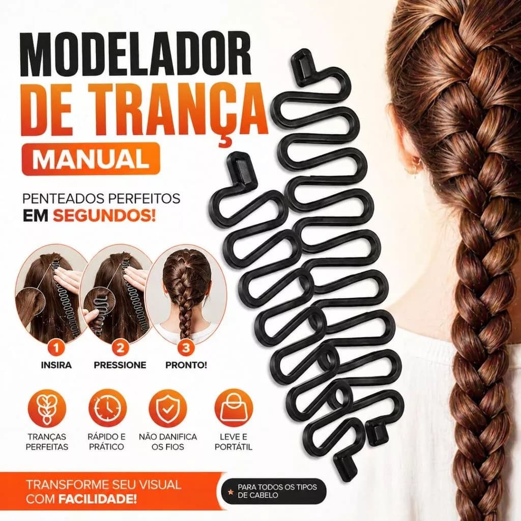 Acessório Modelador de Trança Fácil Profissional | Penteado Rápido em Segundos | Kit 1 de plastico