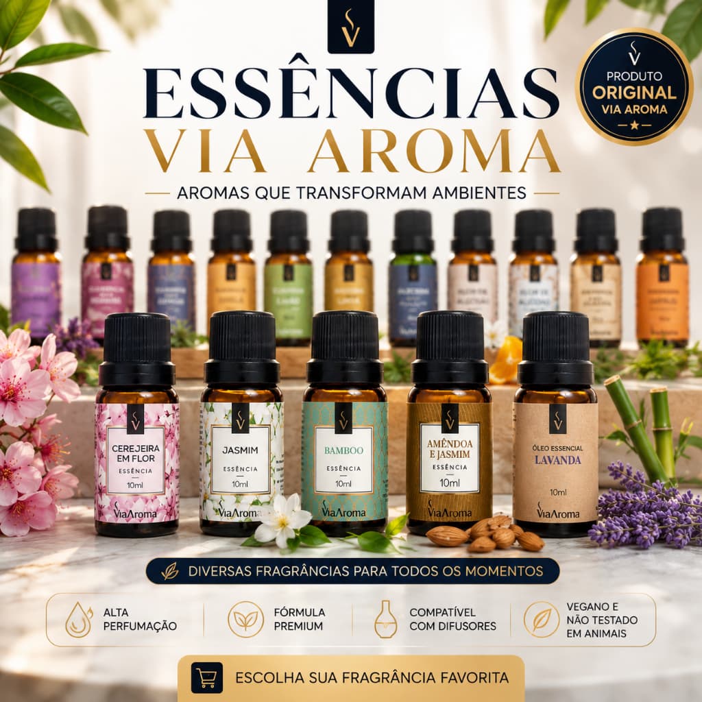 Essência Aromática Para Aromatizador Difusor de Ambiente Via Aroma Original 10ml Escolha a Sua Opção