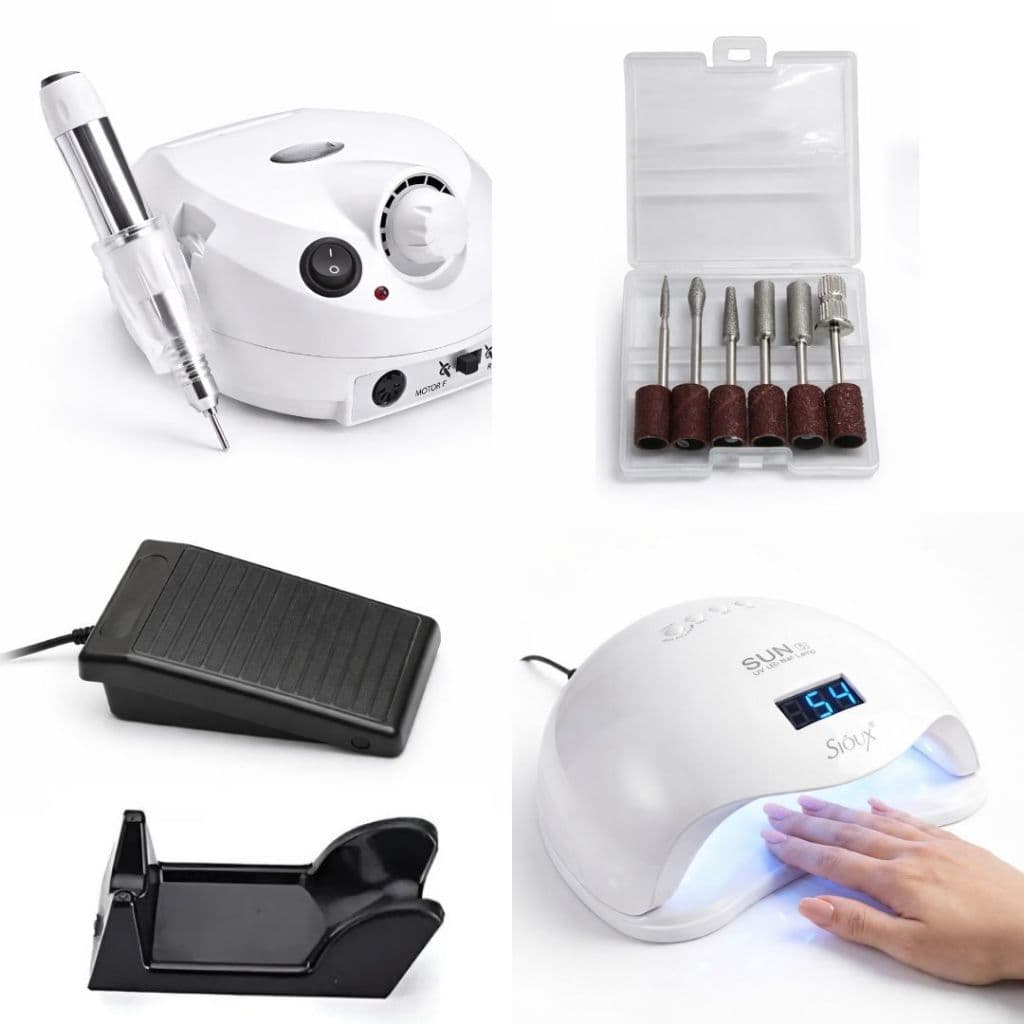 Kit Lixadeira Porquinho + Cabine Sun 5 Led Uv 48w Nail Designer Profissional