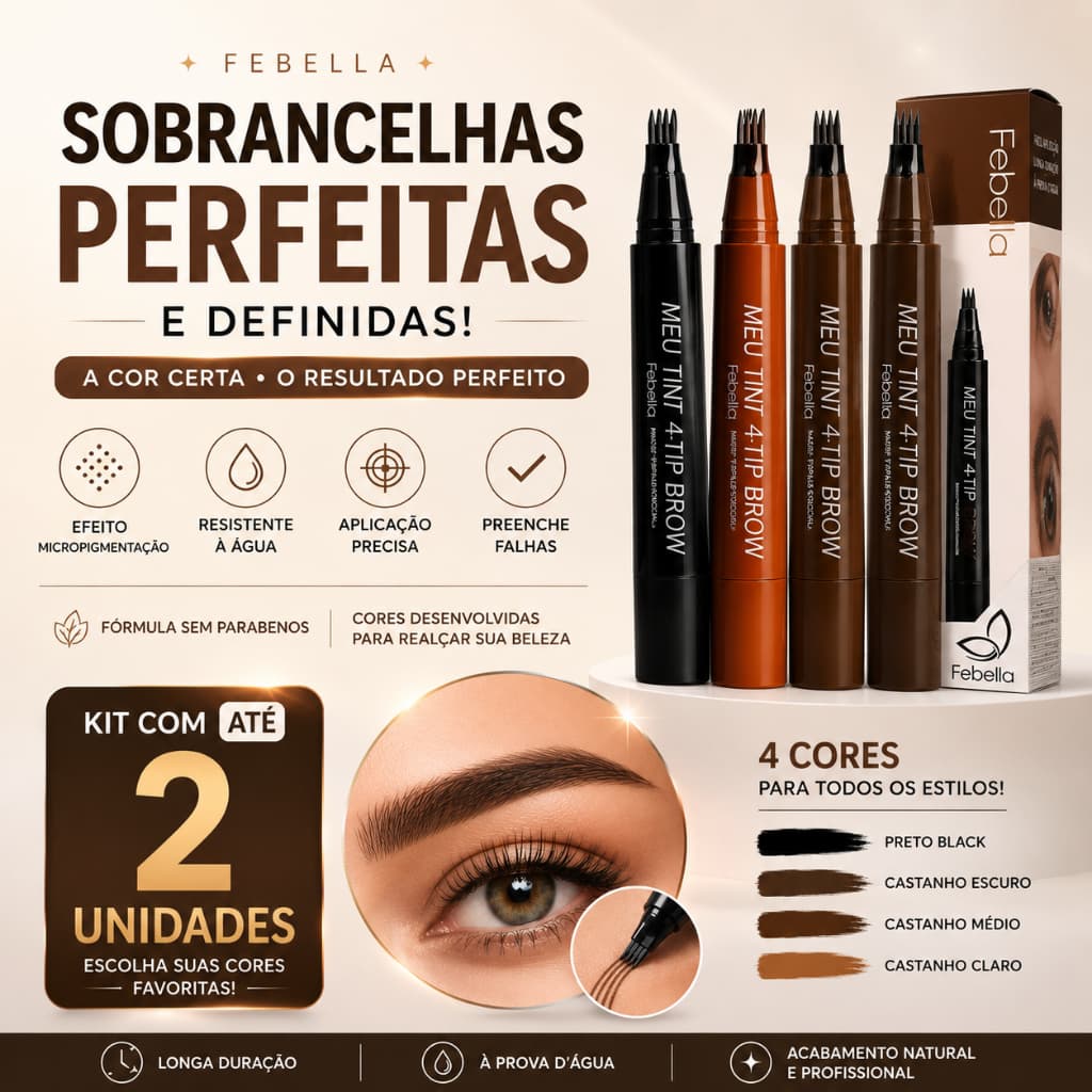 Até 2 Unidades Caneta Sobrancelha Barba À Prova D 'água fio a fio Microblanding Febella Delineador