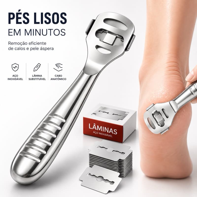 Raspador Removedor de Pele Grossa Pé Calcanhar Mãos Calos Cortador Ralador em Aço Inox Desbastador