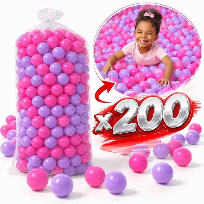 Kit Bolinhas Premium Piscina Infantil Rosa Pink e Roxo Lilás 200, 100 e 50  Unidades - Alta Resistência - Não amassam