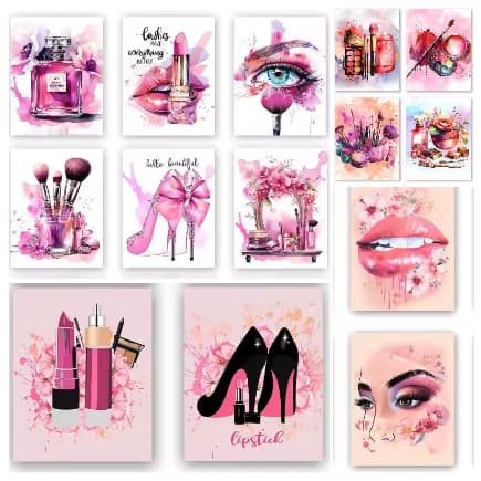 Kit 10 Quadros Decorativos Salão de Beleza Studio Maquiagem Decoração Makeup
