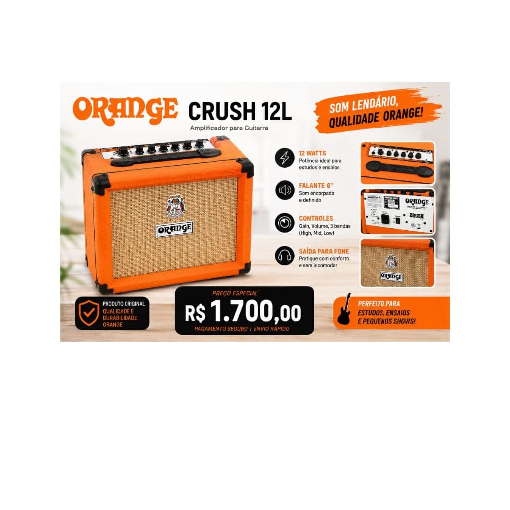 Amplificador Orange Crush 12L 12W Para Guitarra Original Orange