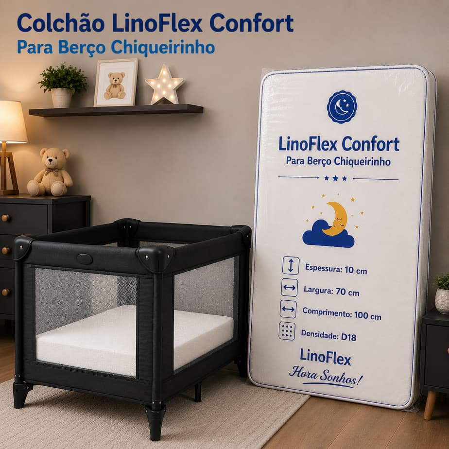 Colchão para Chiqueirinho Bebê 100cm x 70cm com 1 Lado Impermeável Anti-Ácaro