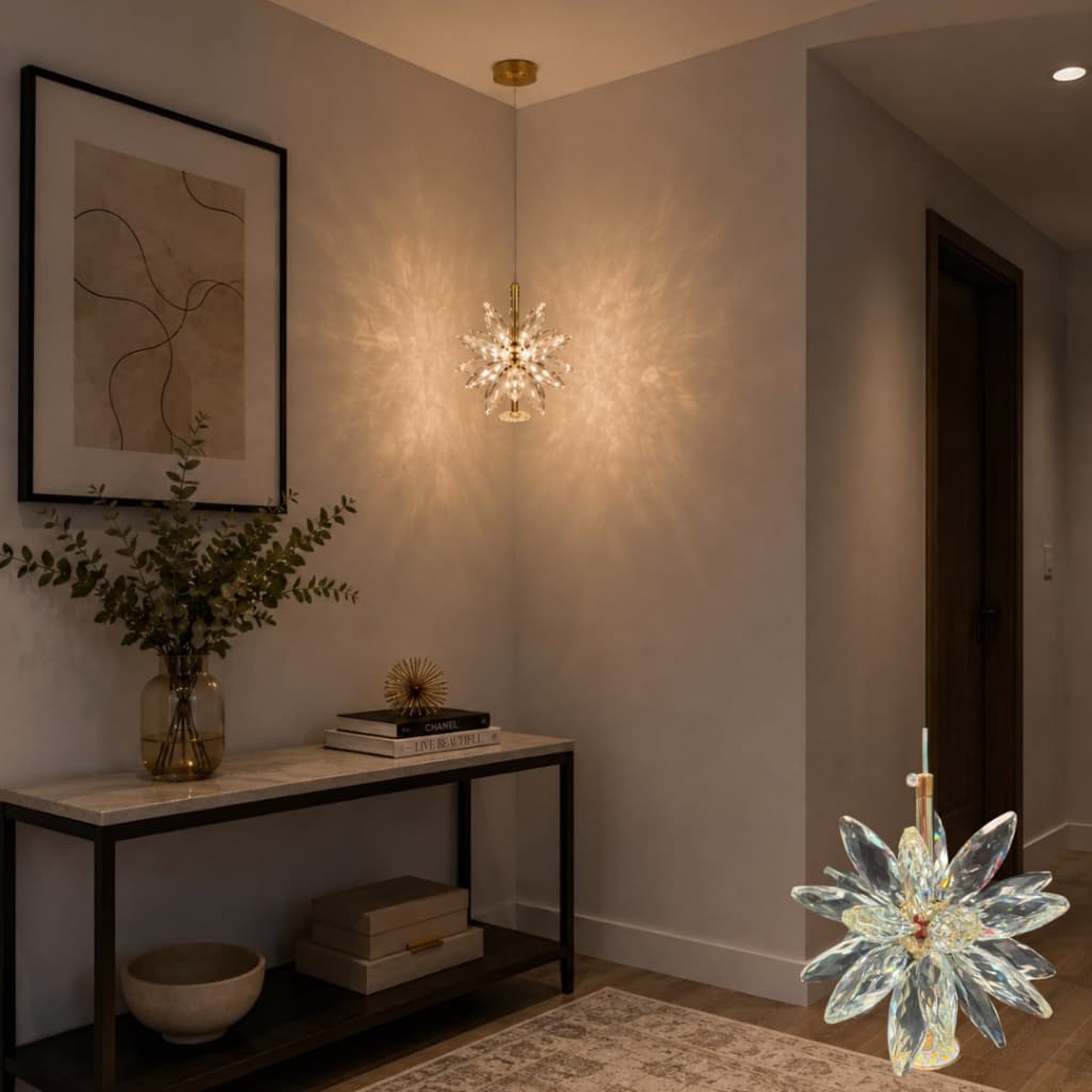 Pendente Decorativo Cristal Neve LED 4W Luz Branca Quente Neutra Frio para Sala Quarto Hall