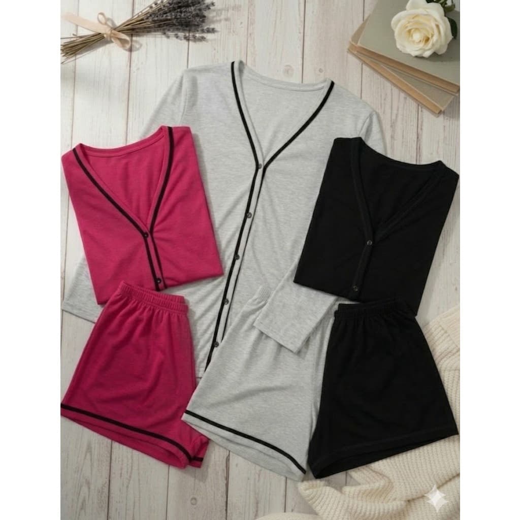 Pijamas Longo Feminino Americano Manga Comprida Inverno Confortável Quente Elegante Promoção P AO GG
