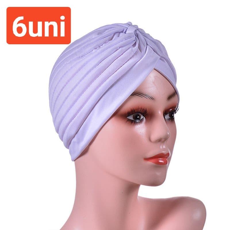 Até 12 Pçs Turbante Chapéu Feminino Indiano Elástico Fechado Estiloso Branco