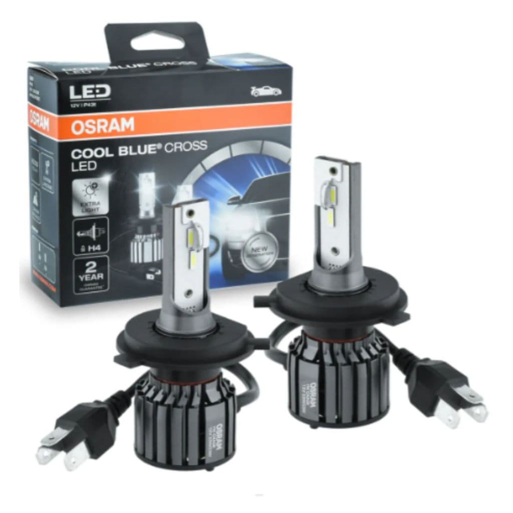 Par Lâmpada LED H4 Osram Cool Blue Cross 12V 23W Super Branca Farol Alto Baixo