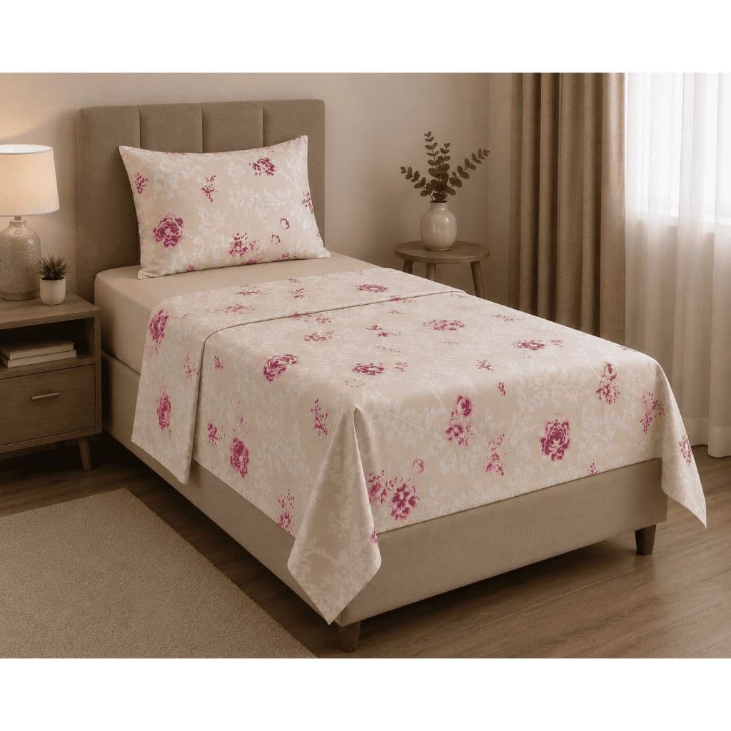 Jogo de Lençol Cama Solteiro Estampado / Liso 3 Pçs C/ Elástico 500 Fios - Toque de Algodão