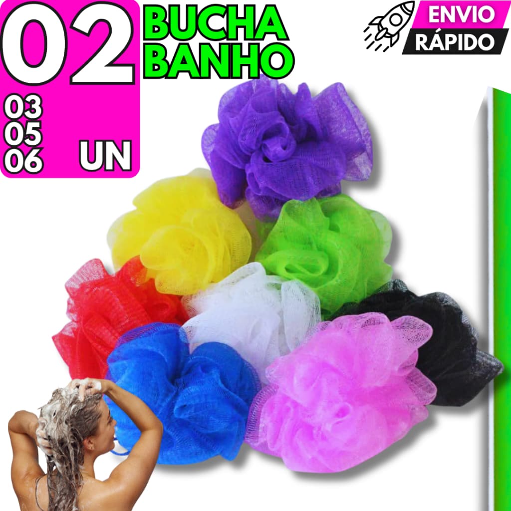 Bucha Banho Premium Relaxante Esponja Nylon Com Cordinha Qualidade Durável Cores Sortidas