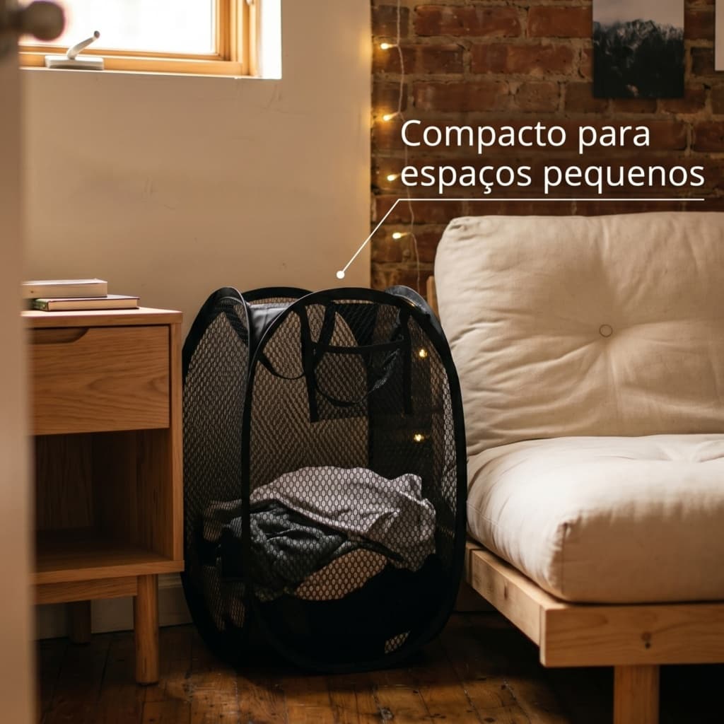 Cesto De Roupa Suja Dobrável Em Tela Organizador Portátil Ideal Para Apartamento E Lavanderia