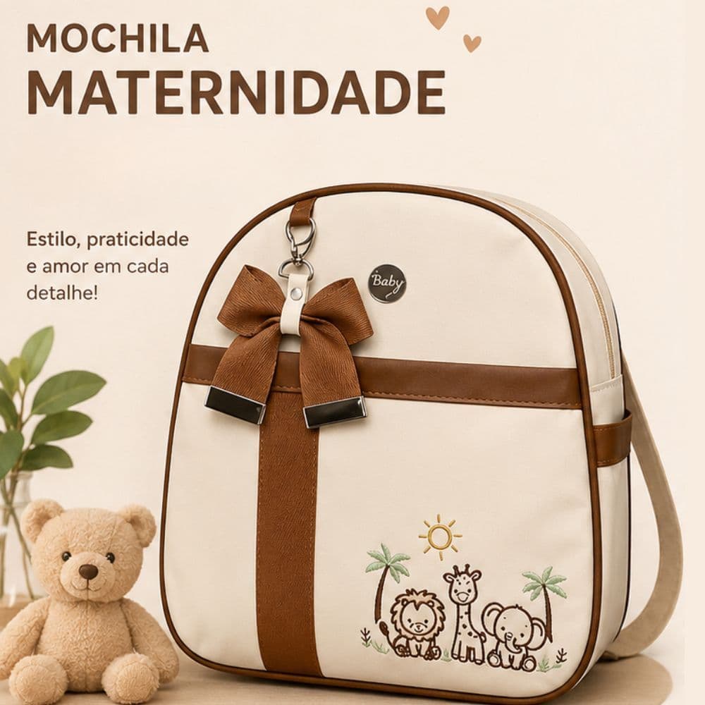 Mochila maternidade bordada menino e menina impermeável