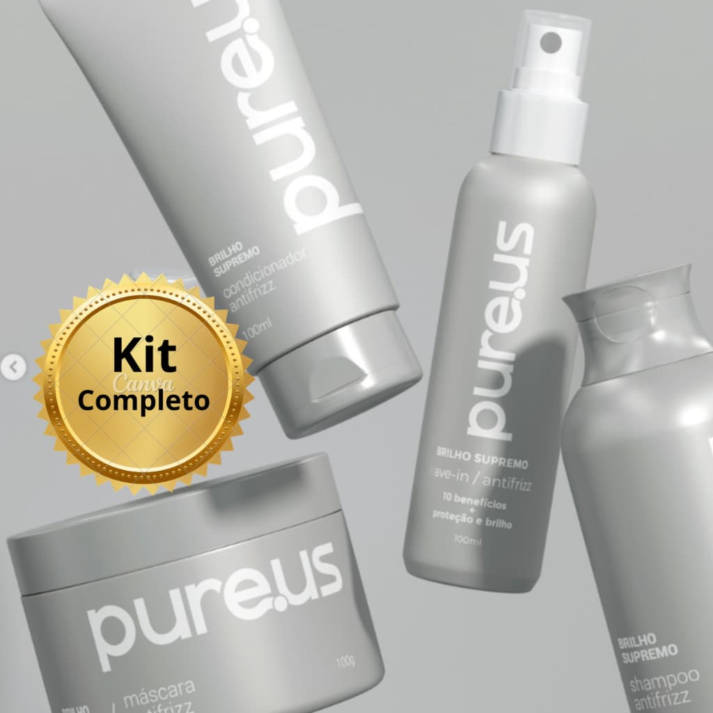 Kit Capilar Brilho Extremo Anti Frizz Pureus 4 itens