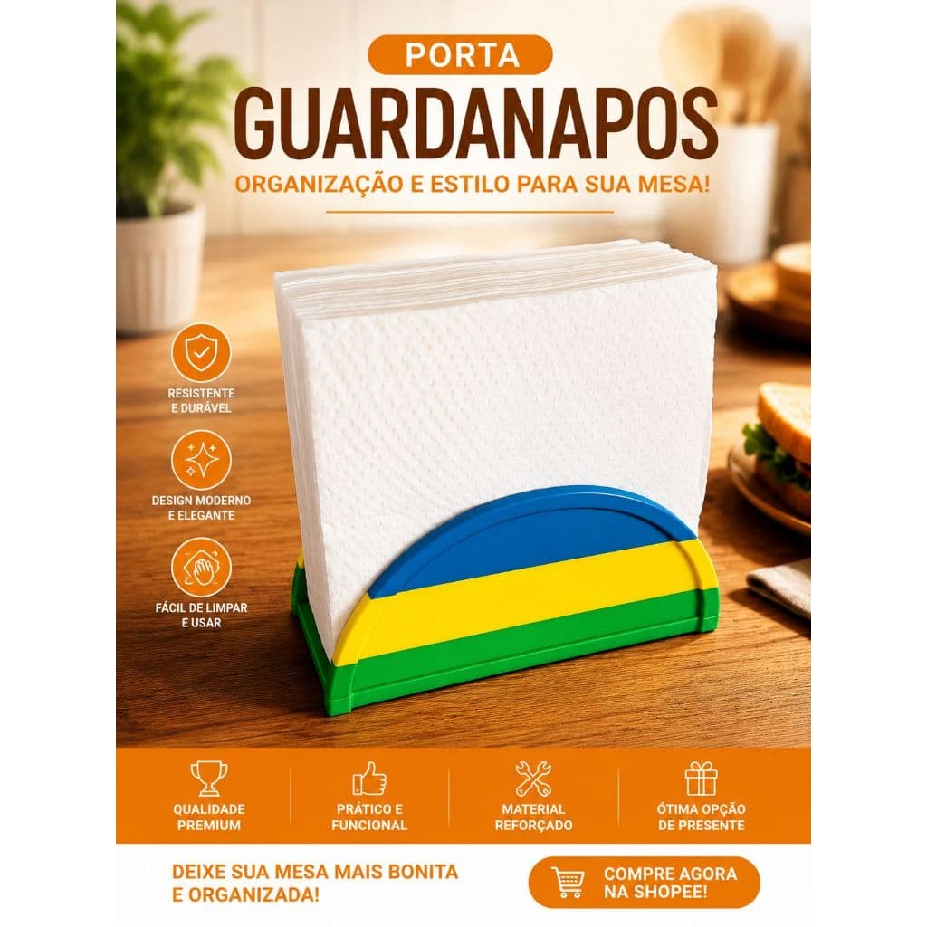 Porta Guardanapos Bandeira do Brasil Decorativo para Copa, Churrasco, Bar e Área Gourmet Premium