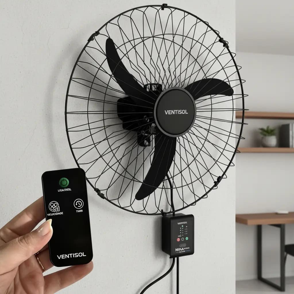 Ventilador Parede 60cm Ventisol Max Control Controle Remoto 200w Bivolt