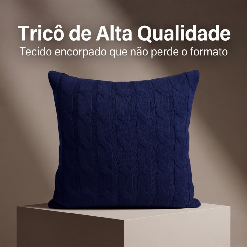 Capa de Almofada Tricô 45x45cm Decorativa para Sofá e Sala Confortável Elegante