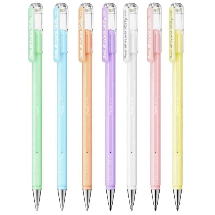 Caneta Gel Pastel Hybrid Milk Pentel Várias Cores