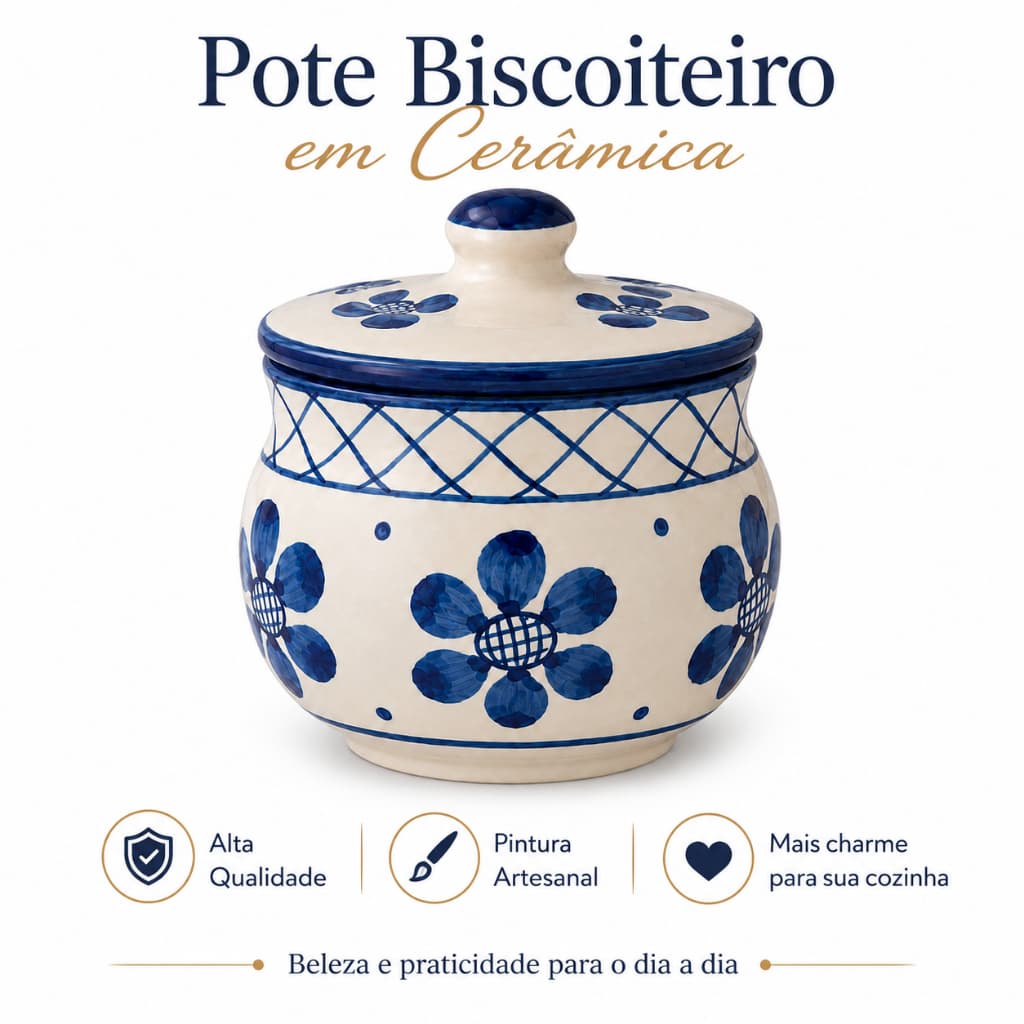 Pote Biscoiteiro Para Bolachas Em Cerâmica Artesanal Decorativo Cozinha Mesa Posta Biscoitos Cookies