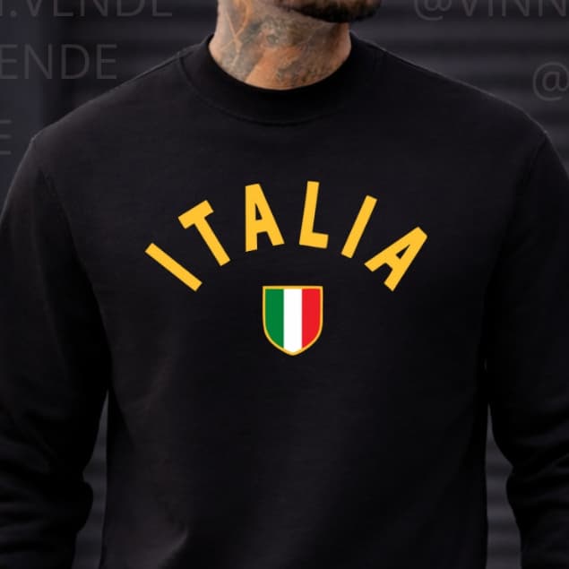 Moletom Masculino Preto Itália Escudo Minimalista Casual Premium Conforto Top