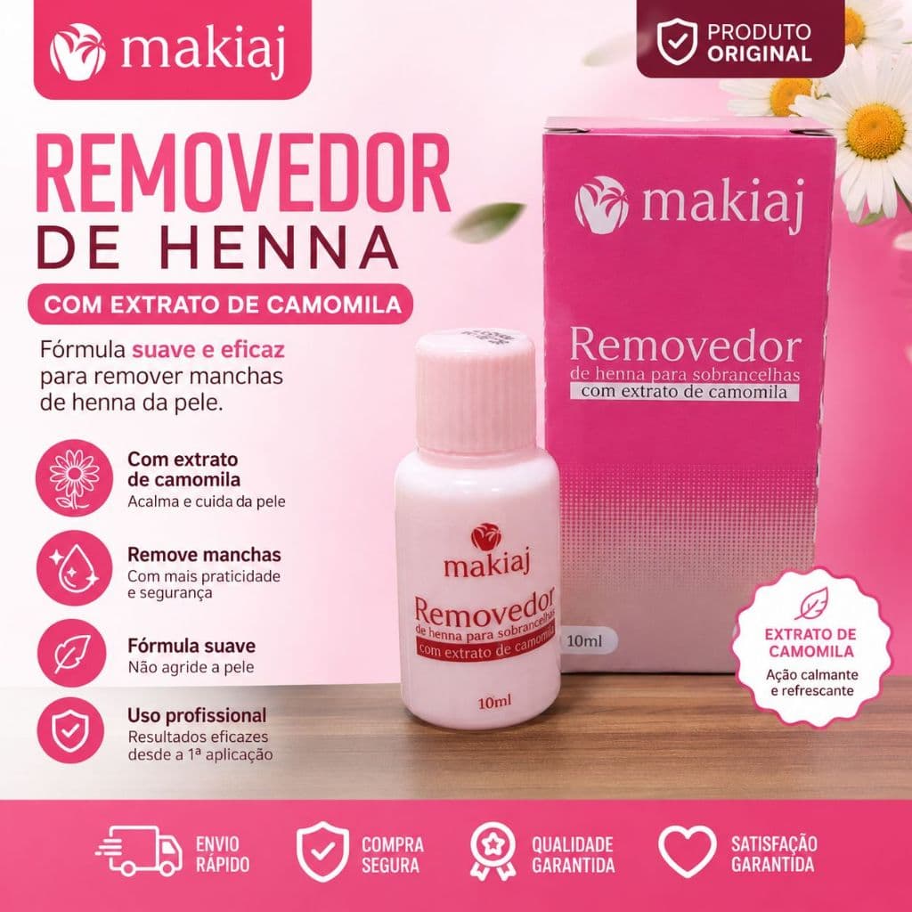 Removedor de Henna para Sobrancelhas Makiaj com Extrato de Camomila 10ml