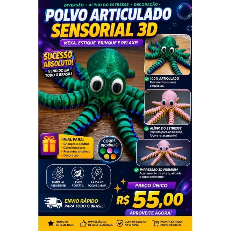 Polvo articulado - brinquedo sensorial