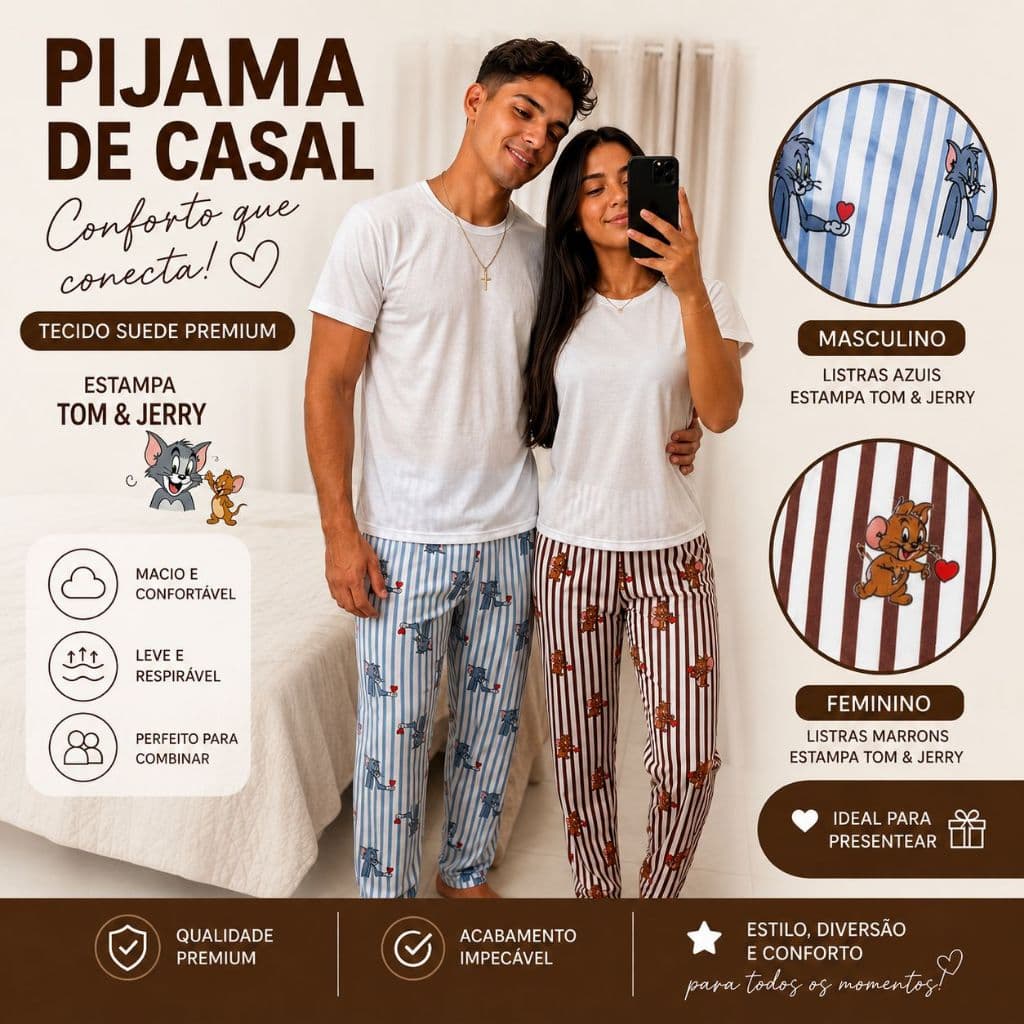 Pijama Casal Kit 2 Combinando Inverno Soft Suede Manga Longa Adulto Quentinho Presente Namorados