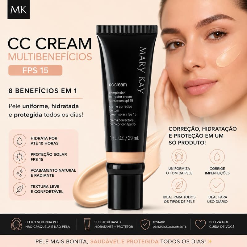CC Cream Multibenefício FPS 15 30g | Pele Uniforme, Hidratada e Natural
