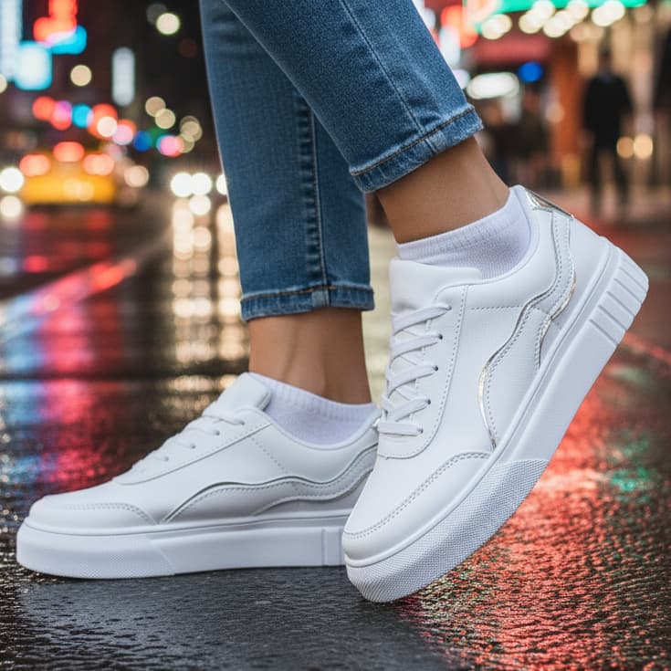 Tênis Casual Feminino Tênis Branco Macio Leve Confortável Tênis Esportivo Crossfit Academia Corrida