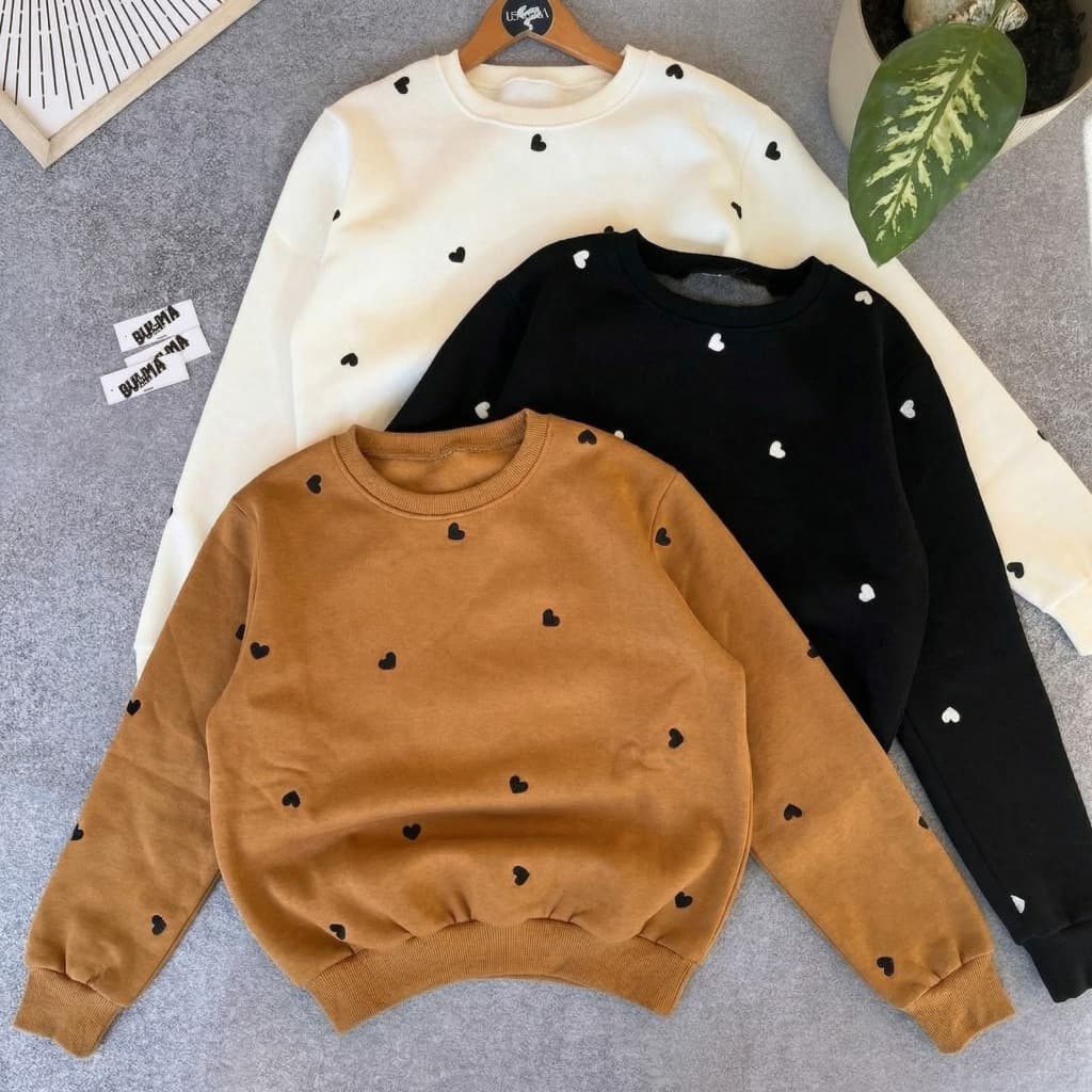 Casaco Feminino Moletom Blusa de Frio Manga Longa Mini Corações
