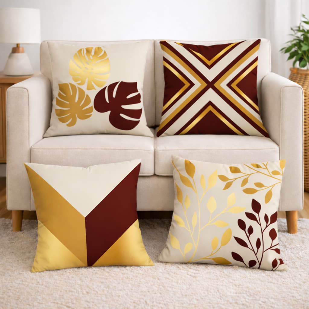 Kit com 4 Capas para Almofada Decorativas 45X45cm Luxo Botânico