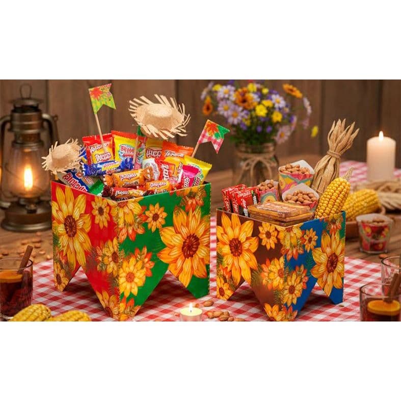 Caixa Bandeja Festa Junina Chita Decorativa – Porta Doces e Salgados para Arraiá e Festa Junina