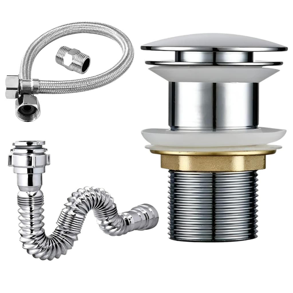 Kit Banheiro Cromado Sifão Flexível + Válvula Click + Engate