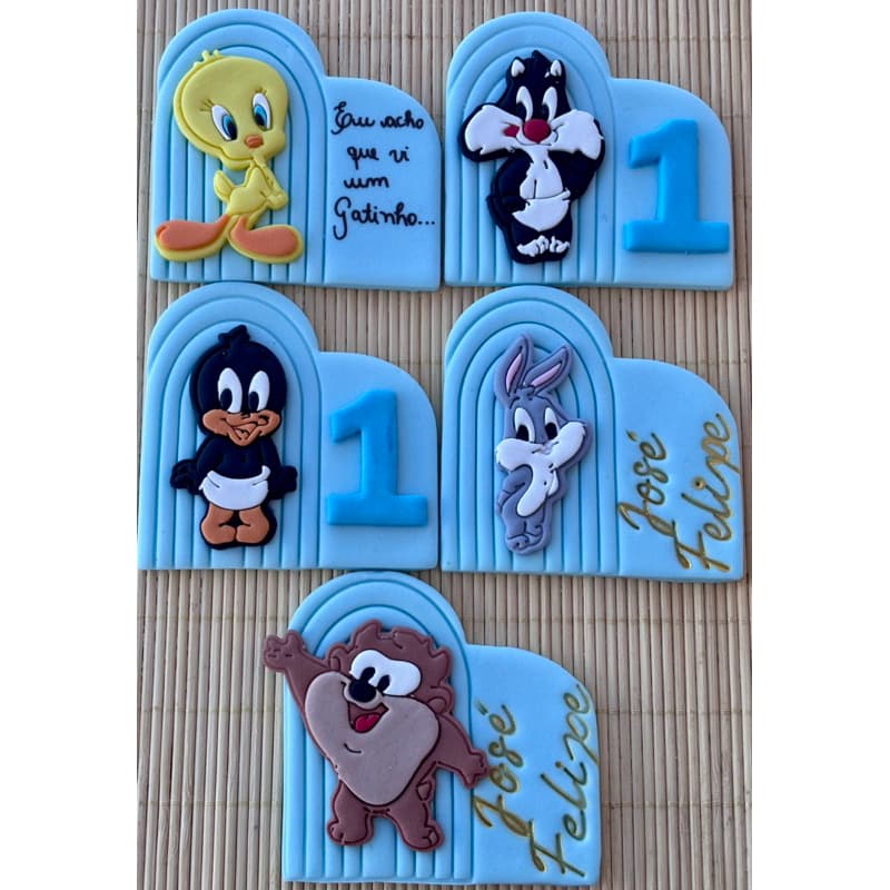 looney tunes baby aplique pasta americana comestível