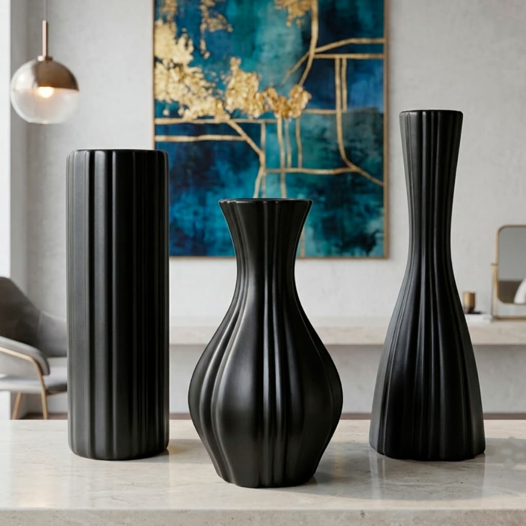 3 Peças Cerâmica Vasos Moderno Centro Mesa Decorativo Jarro Enfeite para Rack Sala Aparador Conjunto