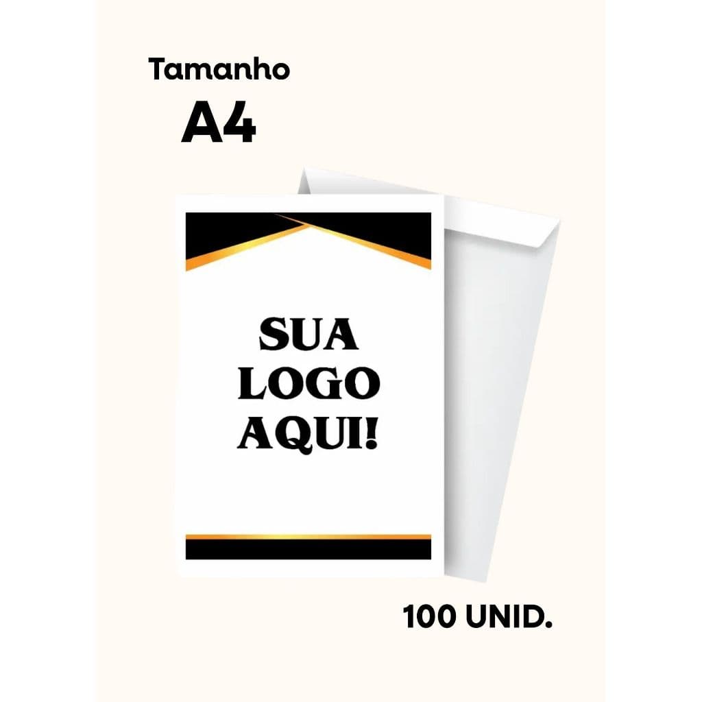 Envelope Personalizado A4 na cor branca 90g Com Logo | Arte Grátis | 22,9x32,4cm