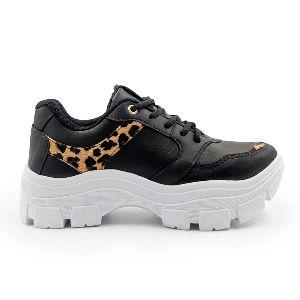 Tênis feminino Chunky Sola Alta Fashion Animal print Plataforma Confira Na Promoção