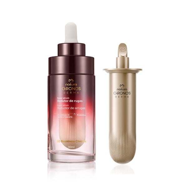 Kit Super Sérum Redutor de Rugas Chronos Derma Natura Colágeno Elastina e Ácido Hialurônico