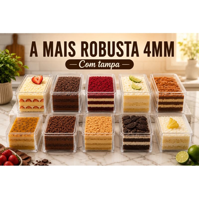 Kit com 2, 3,4 e 5 de Formas Slice Cake Acrílico 33x10x13 Fatia Perfeita Bolo 4MM com tampa