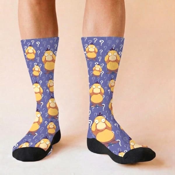 Meia Pokémon Psyduck Cano Alto Unissex Estampa Premium Geek